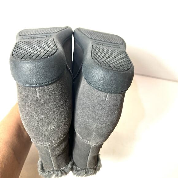 Sketchers SKCH+3 Hidden Wedge Gray Suede Womens Sz 7 Shoes Ankle Bootie Faux Fur - Picture 7 of 11